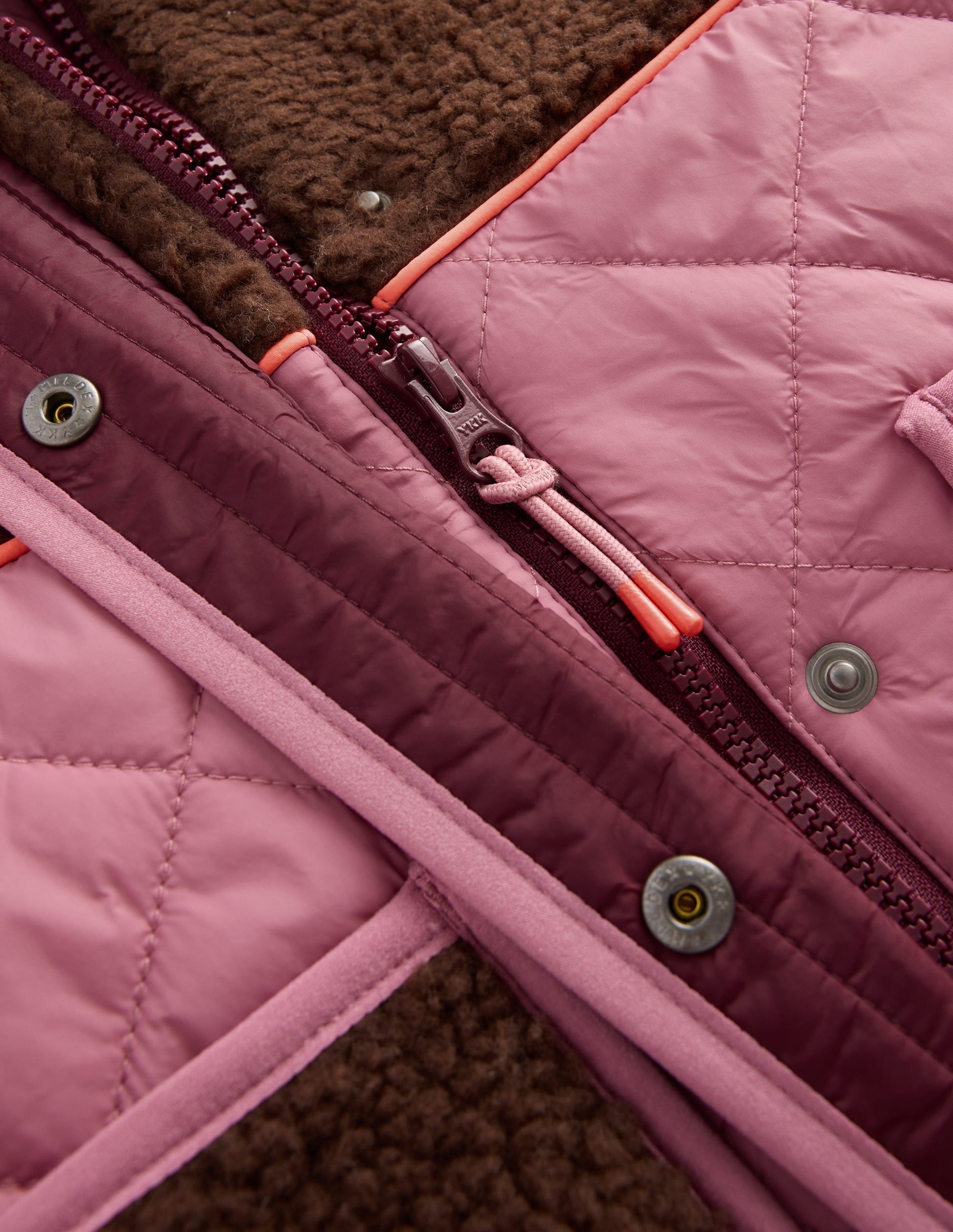 Lange Steppjacke-Sattes Weinrot Bunt-3