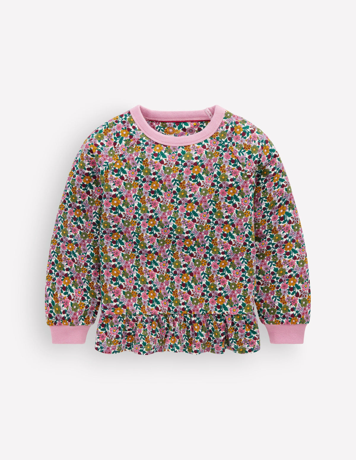 Sweatshirt mit Schößchen-Bunt Blumenmuster-1