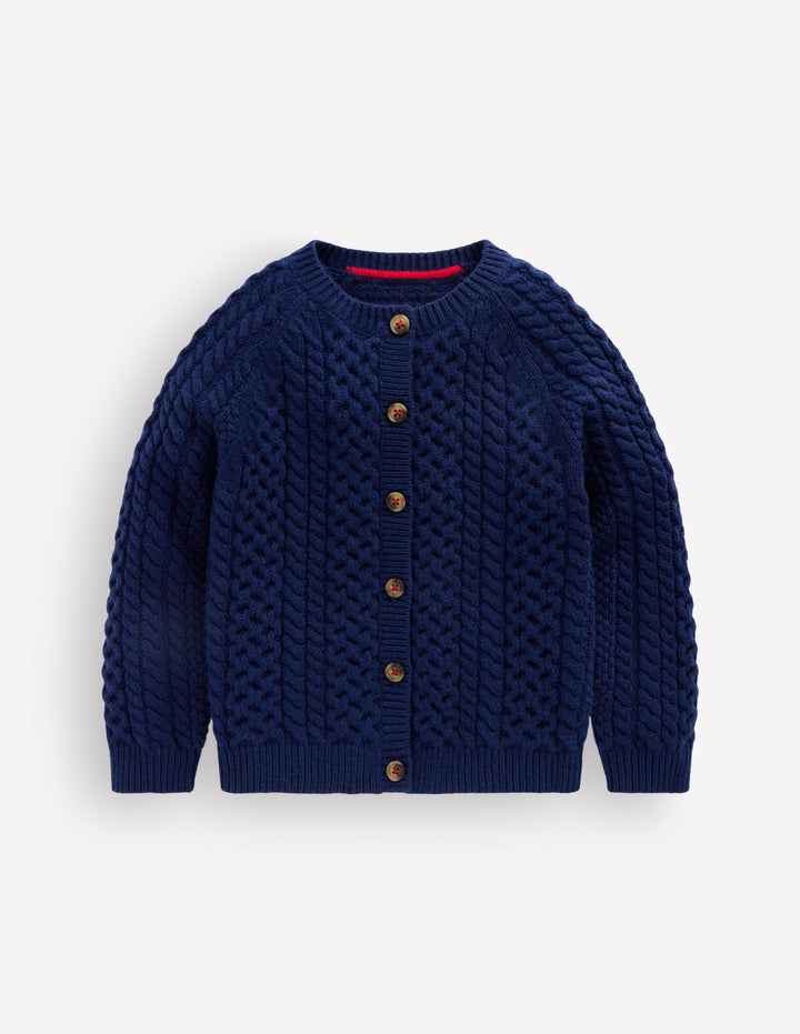 Strickjacke mit Zopfmuster-Marineblau