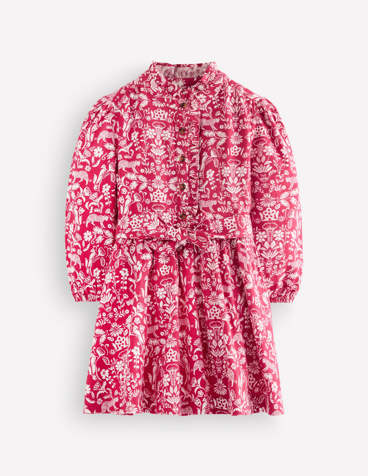 Gerüschtes Maude Hemdblusenkleid-Rosa Dschungelmuster - Image 1