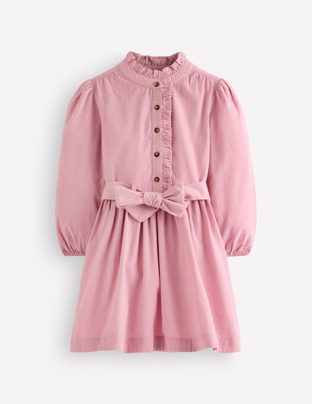 Robe-chemise Maude à volants-Velours côtelé rose vintage - Image 1