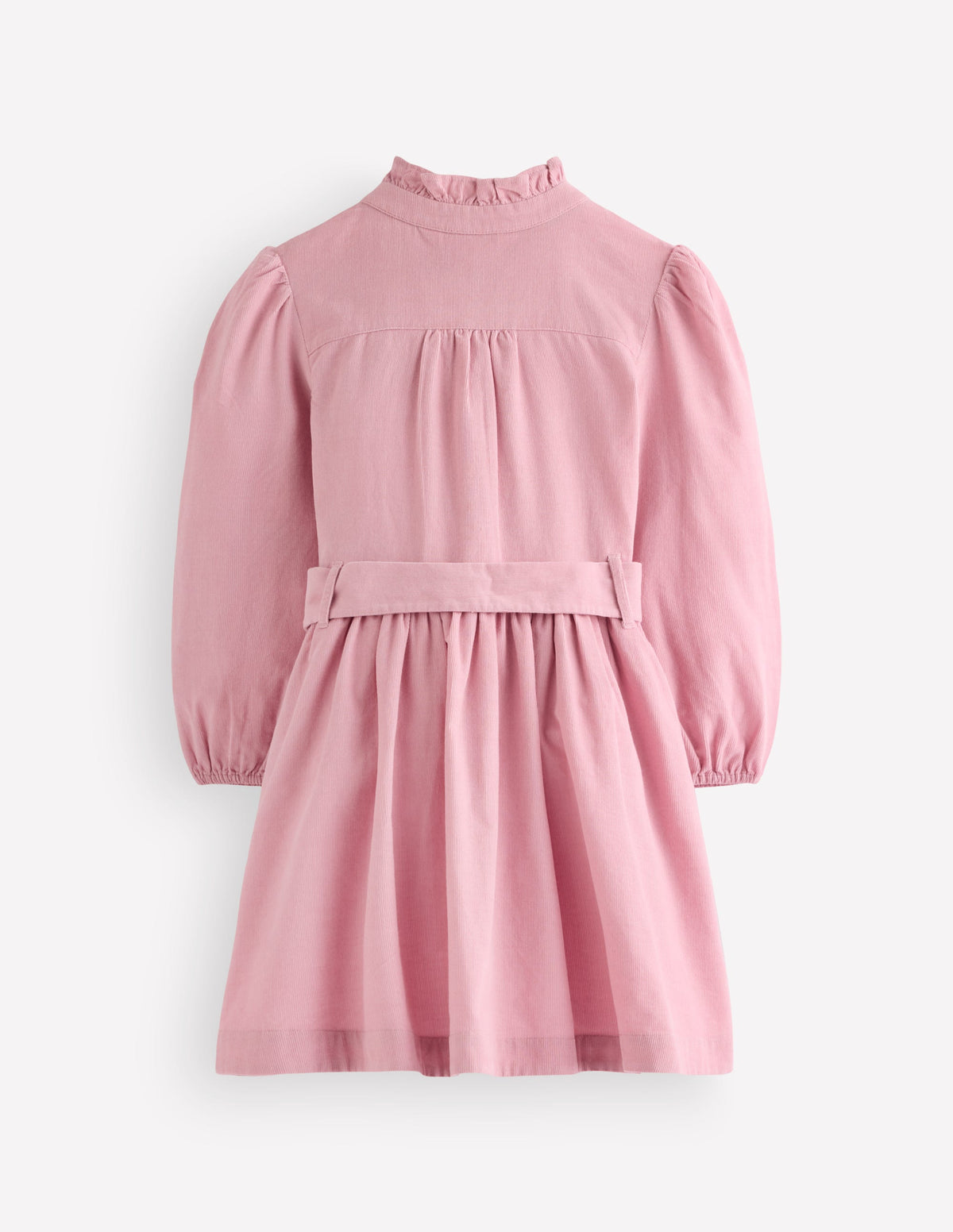 Robe-chemise Maude à volants-Velours côtelé rose vintage-3