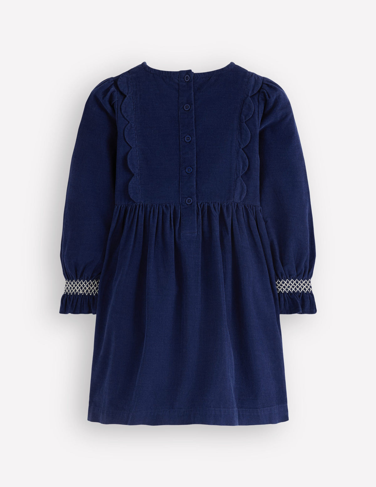 Gesmoktes Glitzerkleid aus Cord-Dunkelblau, Sterne-2
