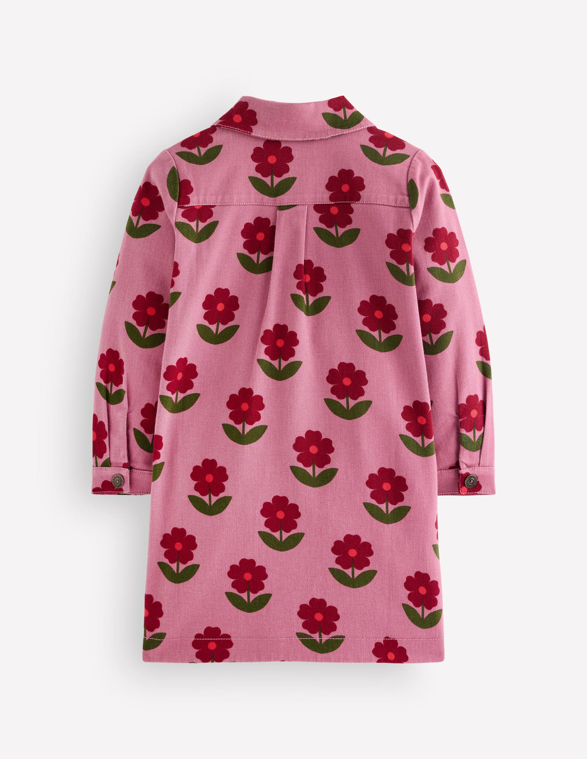 Hemdblusenkleid mit Kragen-Rosa Blütenstempel-2