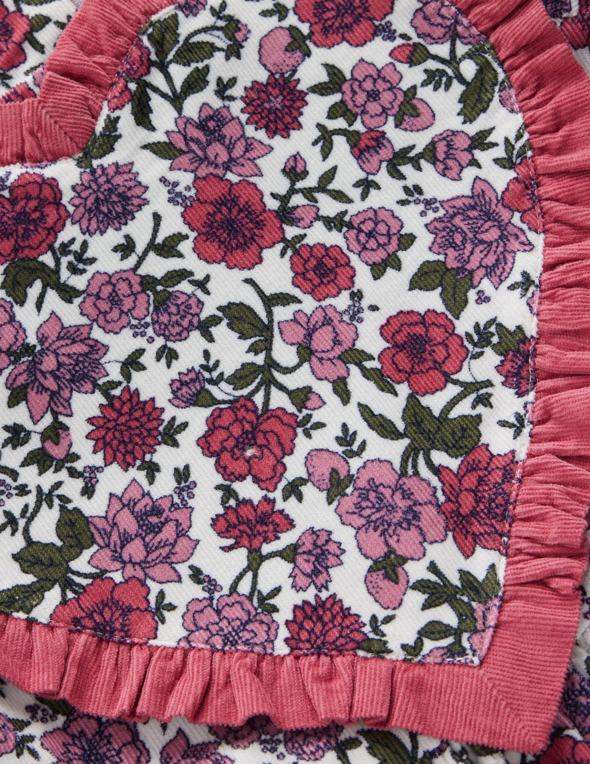 Langärmliges Herzkleid-Blumenmuster Cord-2