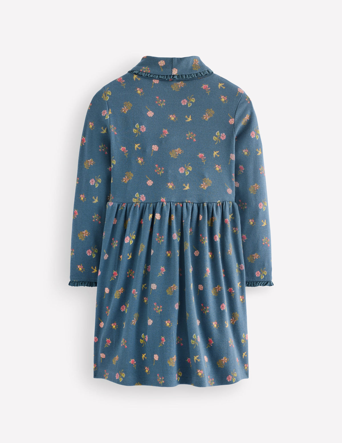 Robe côtelée à col montant-Bleu à Fleurs - Image 2