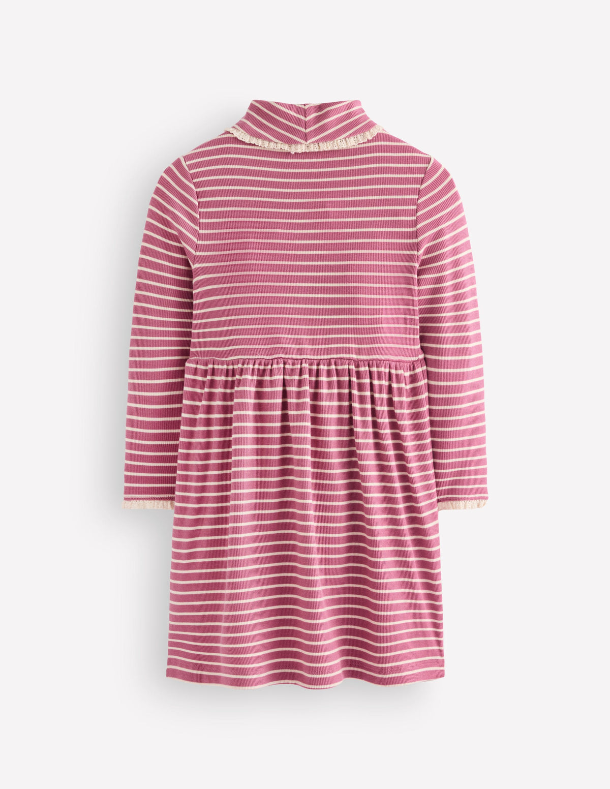 Robe côtelée à col montant-Rayé rose-2