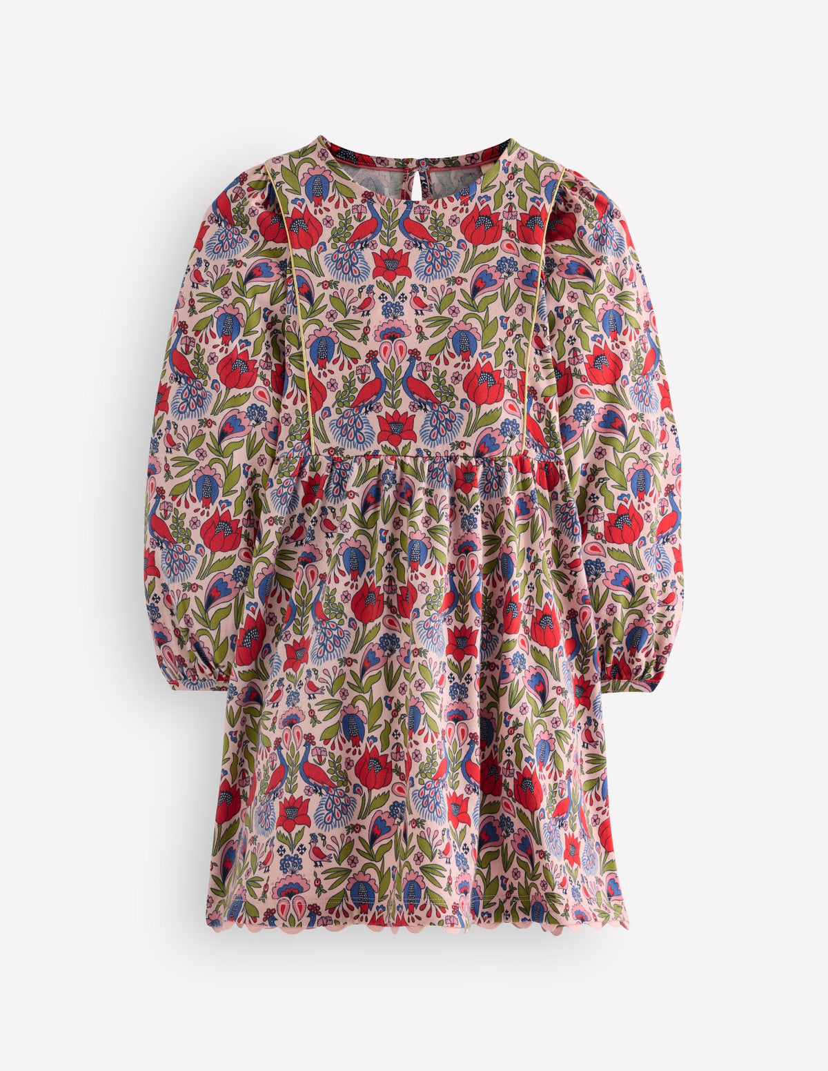 Mabel Glitzerkleid zum Herumwirbeln-Pfau Blumenmuster-1