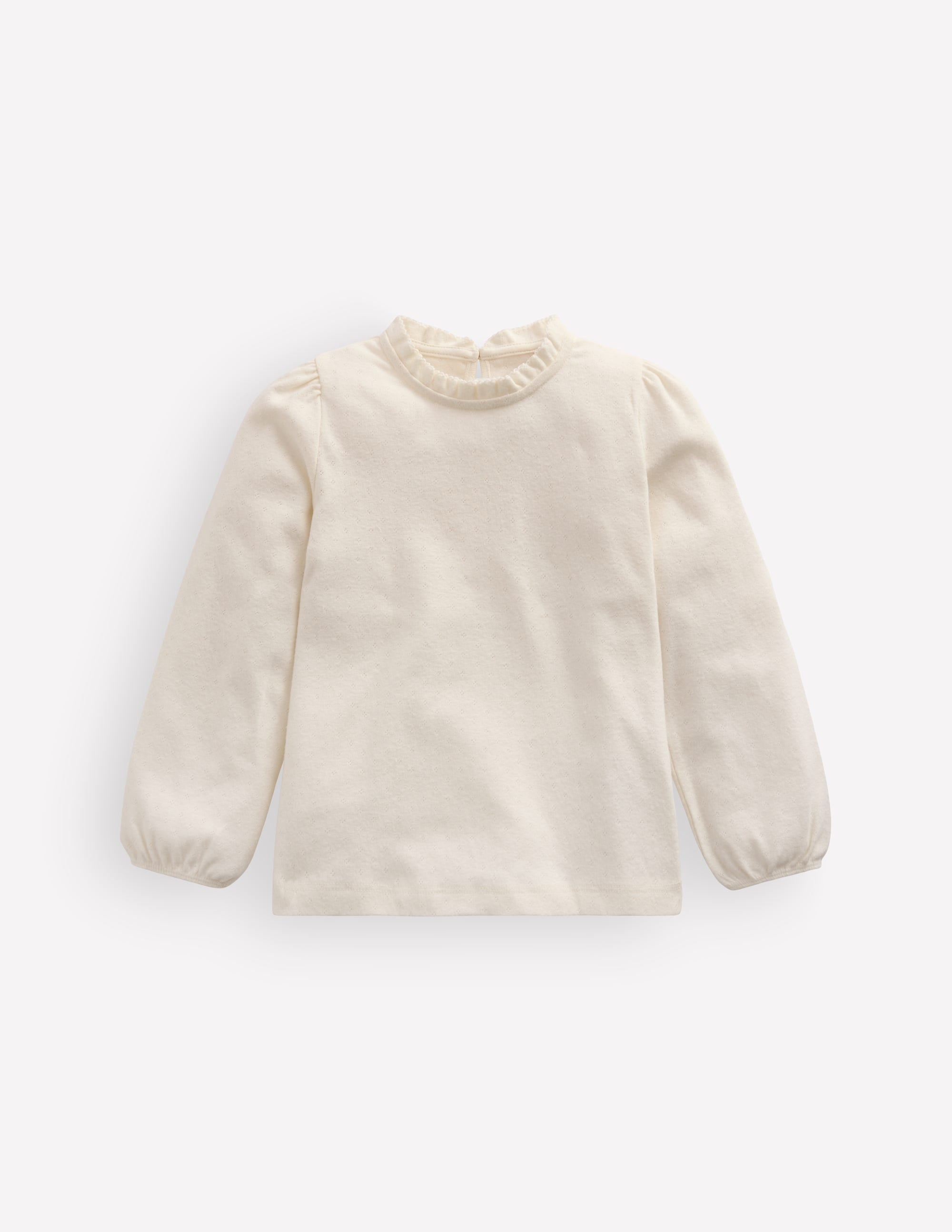 Frill Pointelle Top-Ivory - Image 1