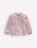 Langärmliges Pointelle-Oberteil mit Rüschen-ROSA