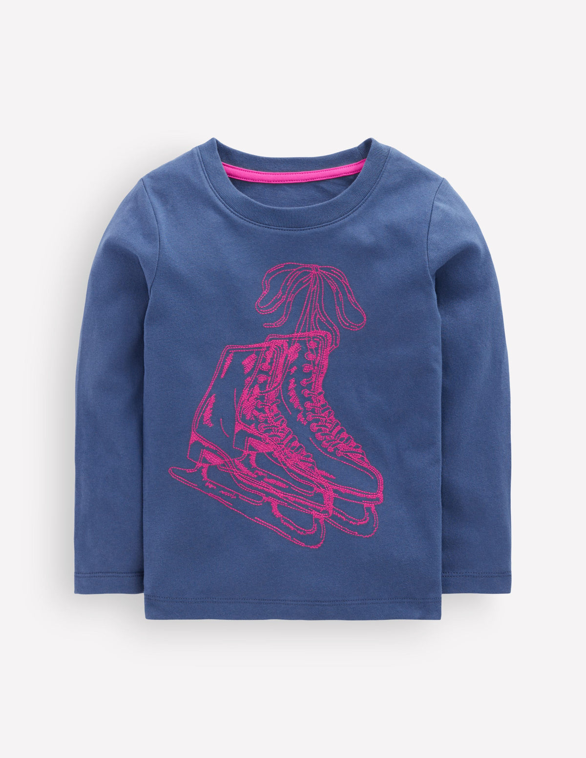 Langarmshirt mit neonfarbenem Superstitch-Design-Schlittschuhe-1