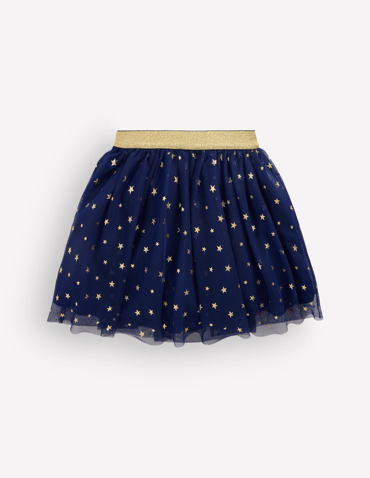 Tüllrock mit Applikation-Marineblau Bunt-Metallic Sterne-3