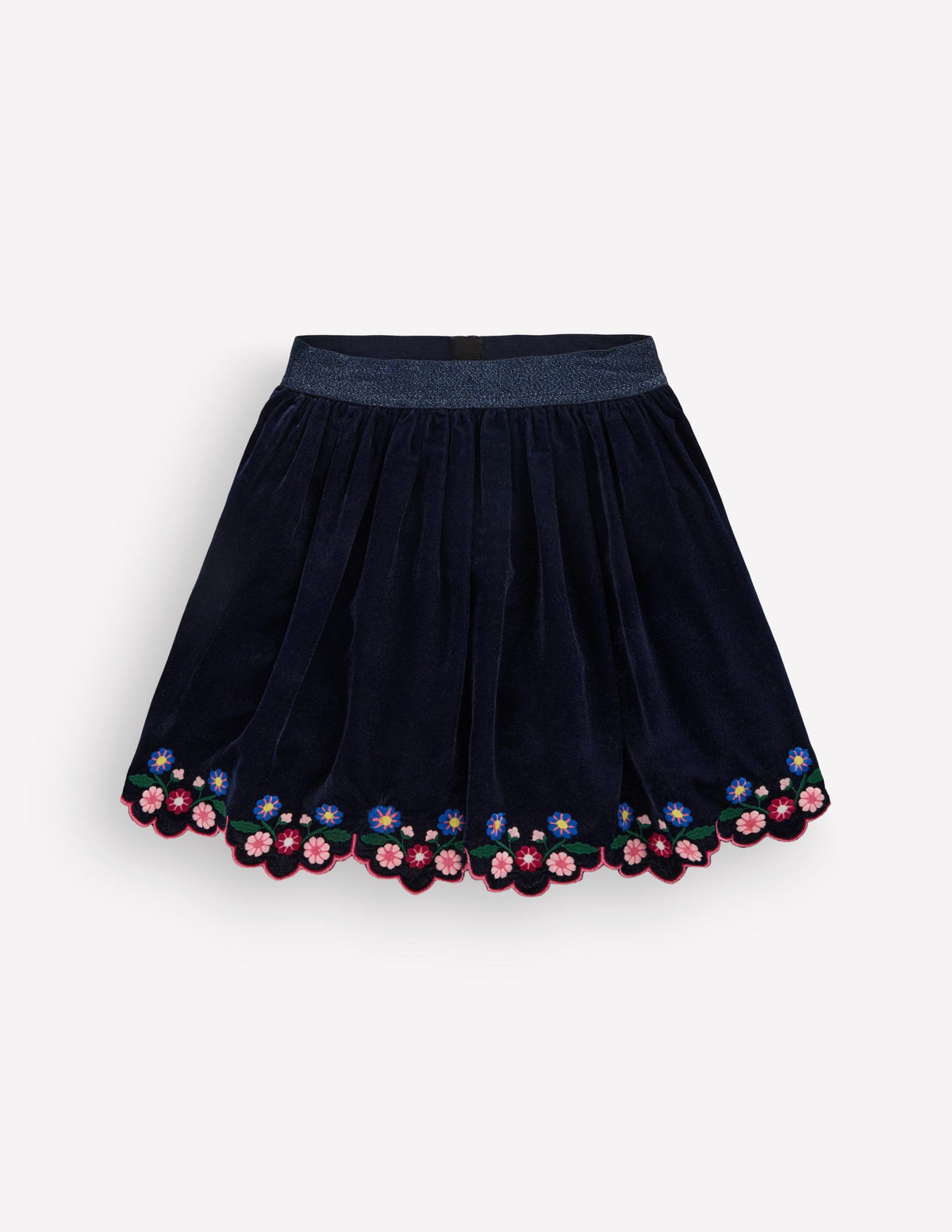Samtrock mit Muschelsaum-Navy, Stickerei - Image 1