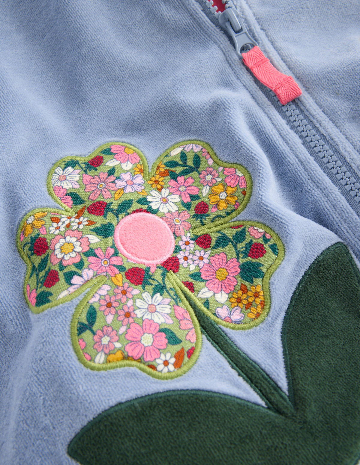 Velour Cosy Zip-through-Blue Flowers - Image 2