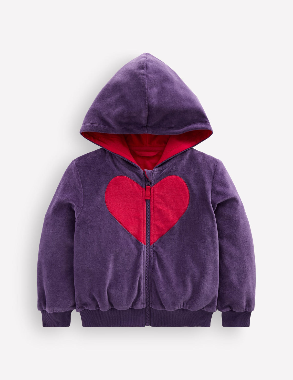 Velours-Sweater mit durchgehendem Reißverschluss-Violett Herz - Image 1