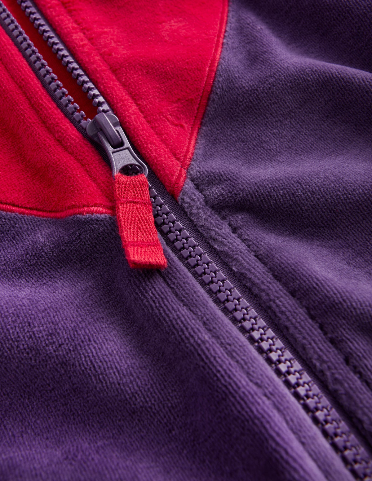Velours-Sweater mit durchgehendem Reißverschluss-Violett Herz-2