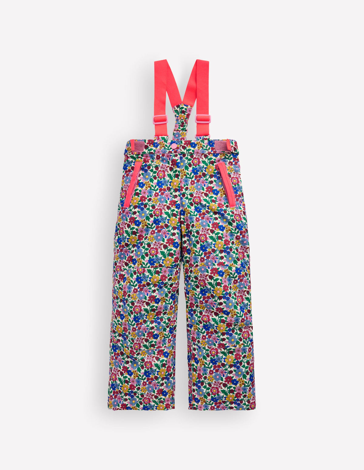 Wasserdichte Allwetterhose-Neonrosa Kleines Blumenmuster-1