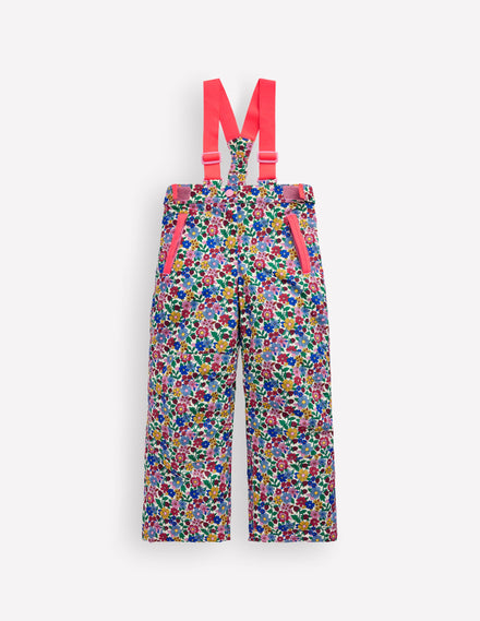 Wasserdichte Allwetterhose-Neonrosa Kleines Blumenmuster