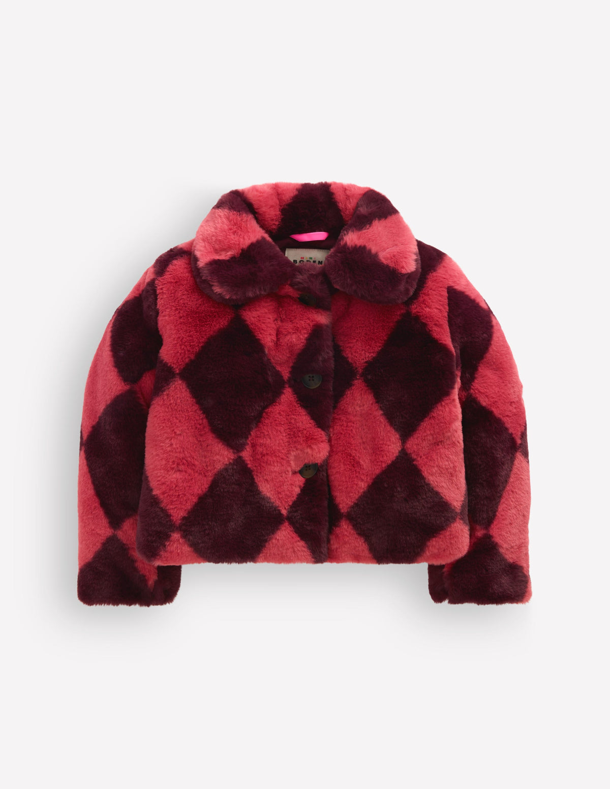Verkürzte Kunstfelljacke-Rosa Argyle-2