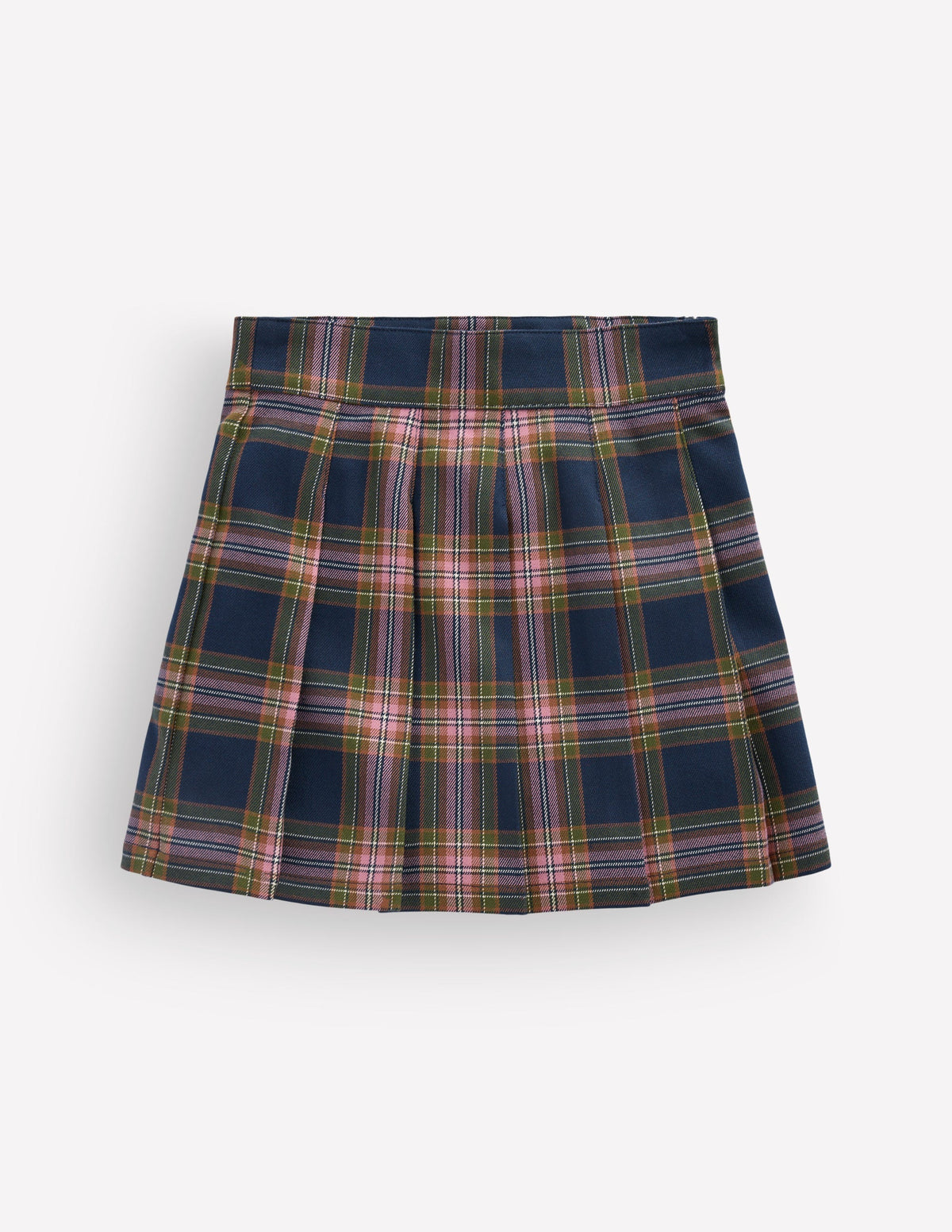 Plissierter Minirock-Navy Kariert-2