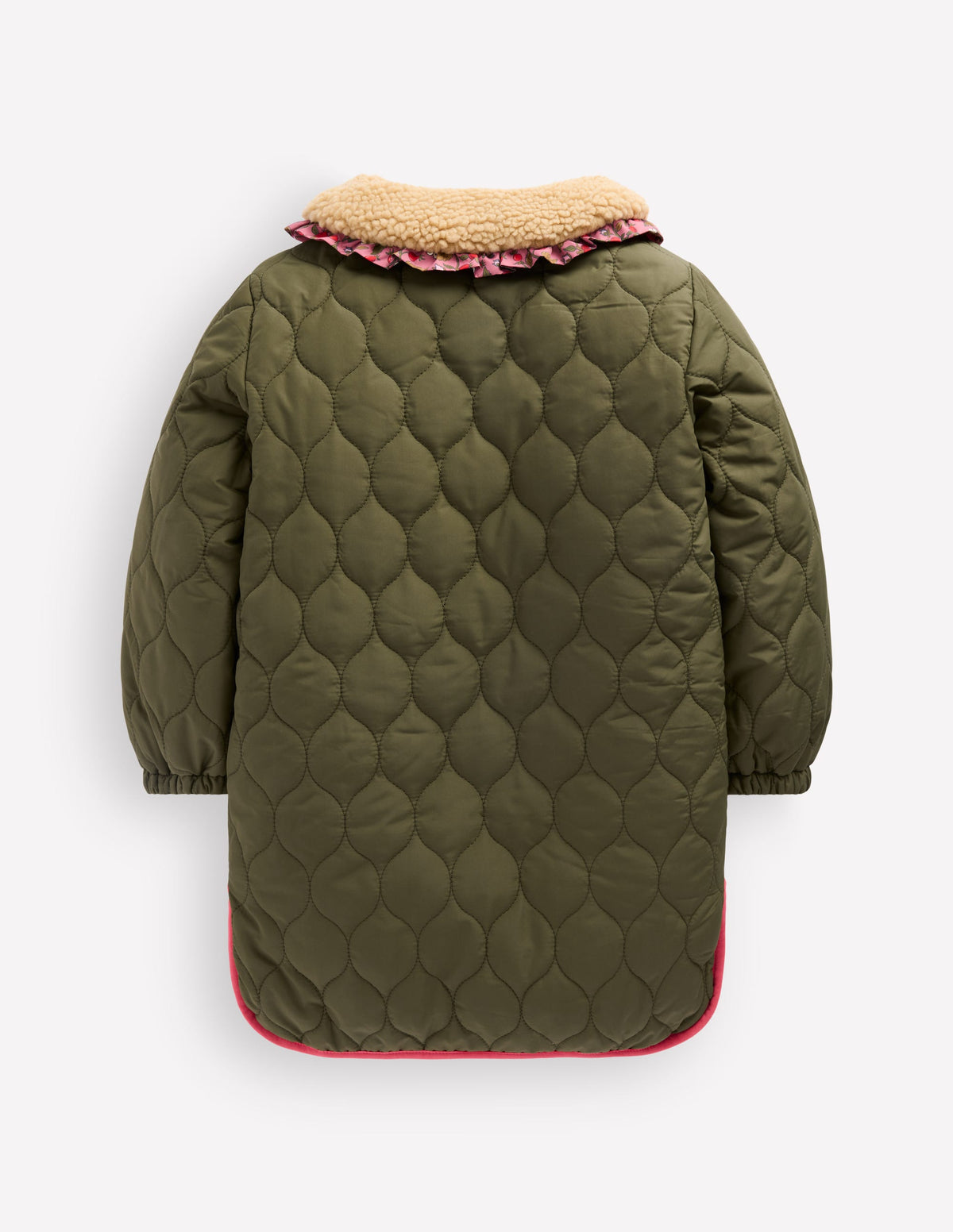 Lange Jacke mit Teddyfellkragen-Waldgrün - Image 2