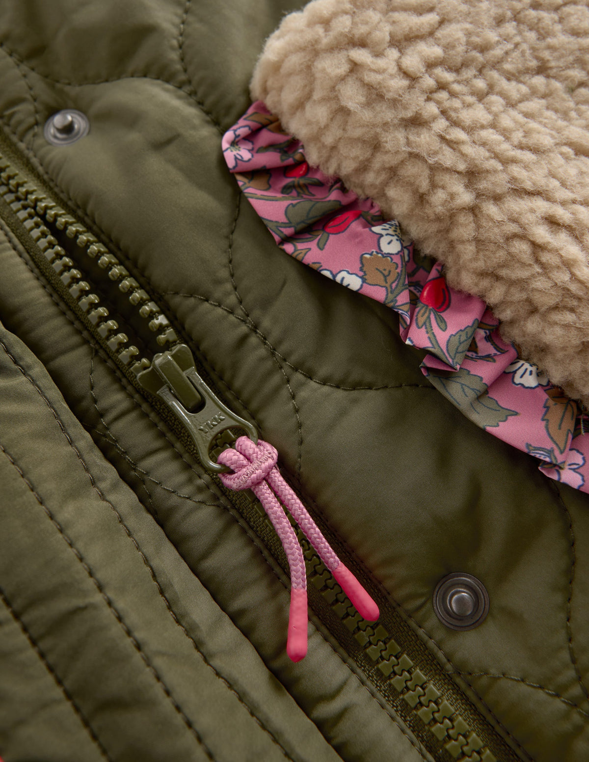 Lange Jacke mit Teddyfellkragen-Waldgrün-3