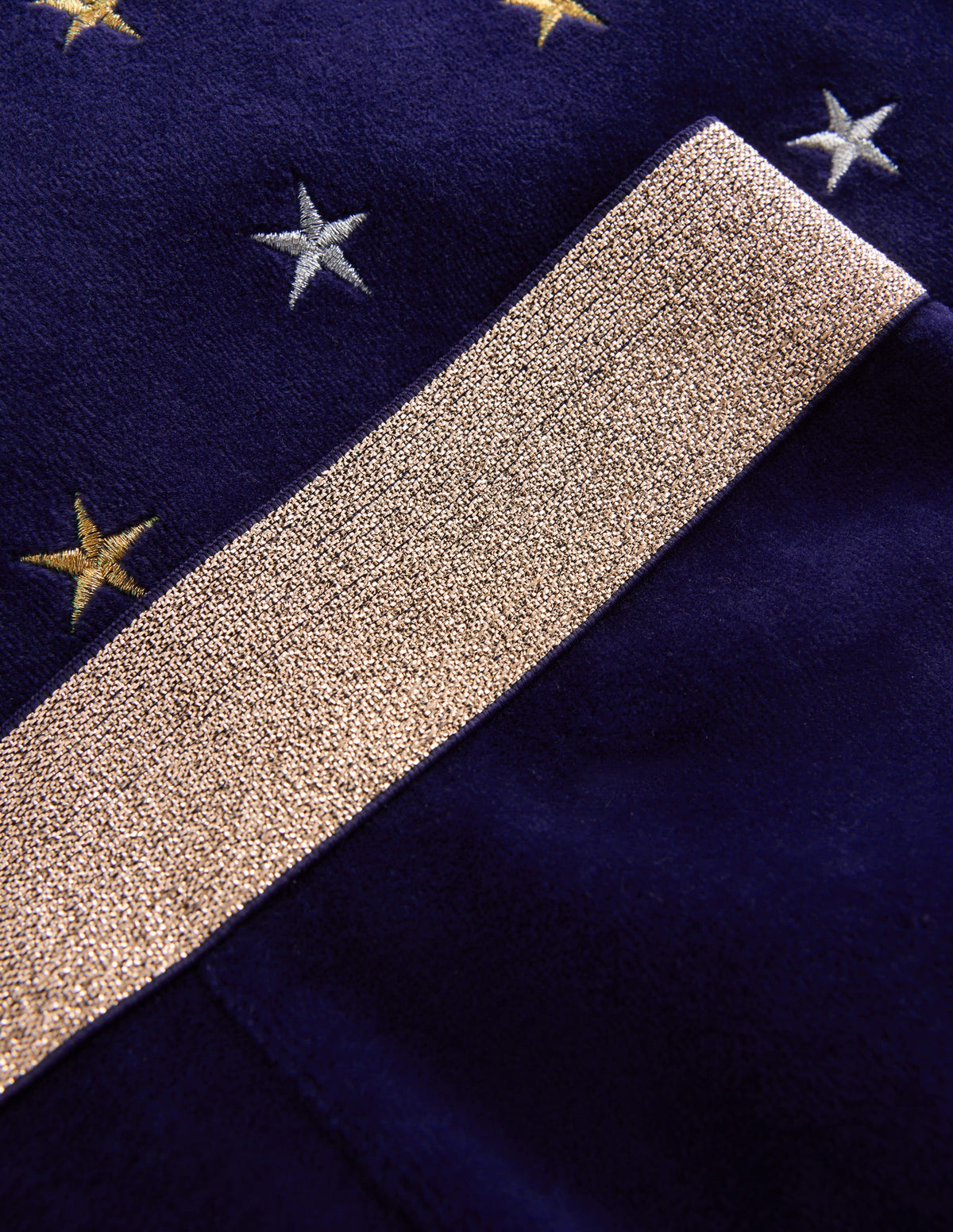 Velvet Flared Leggings-Navy Embroidered Stars-3