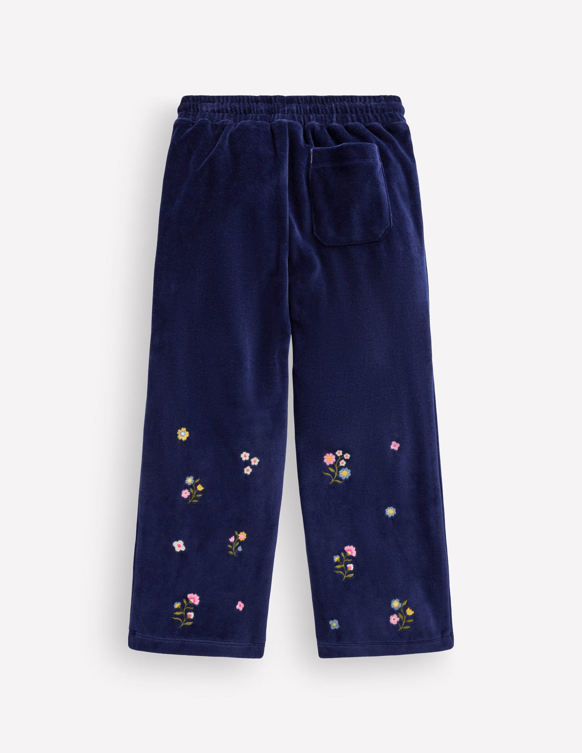 Bas de jogging large en velours-Broderie Bleu Marine-3
