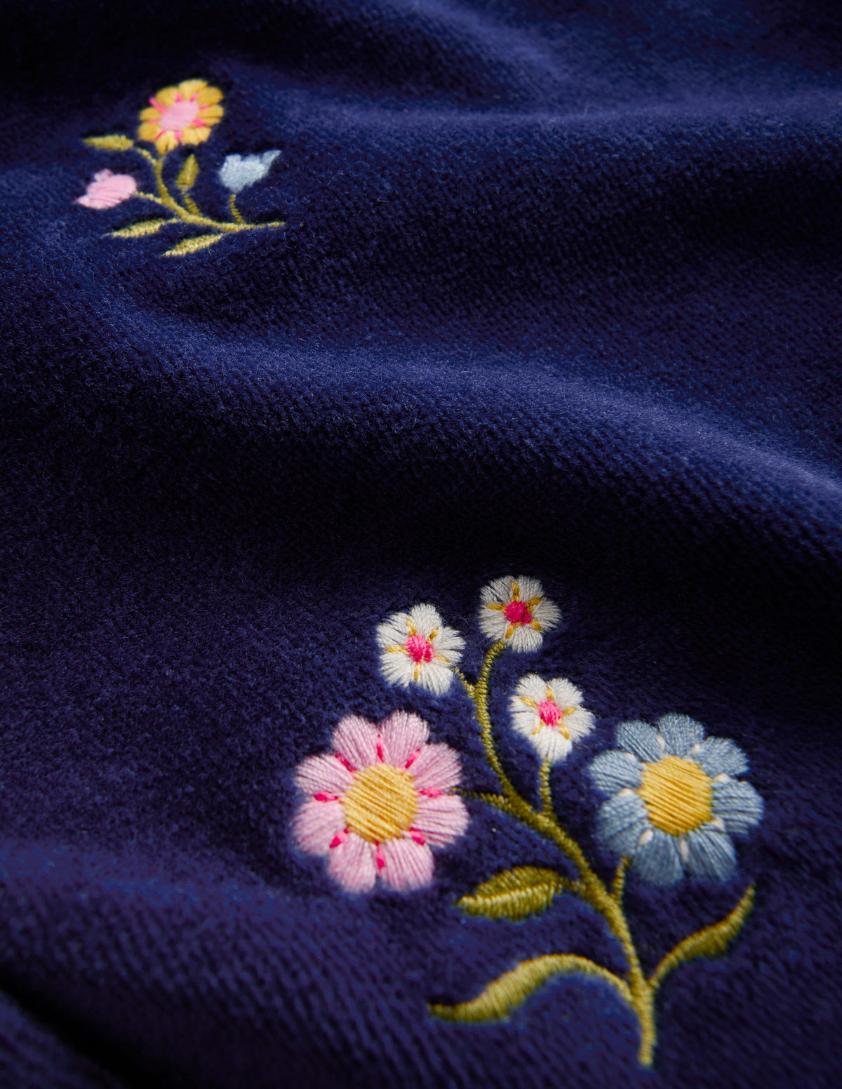 Bas de jogging large en velours-Broderie Bleu Marine - Image 4