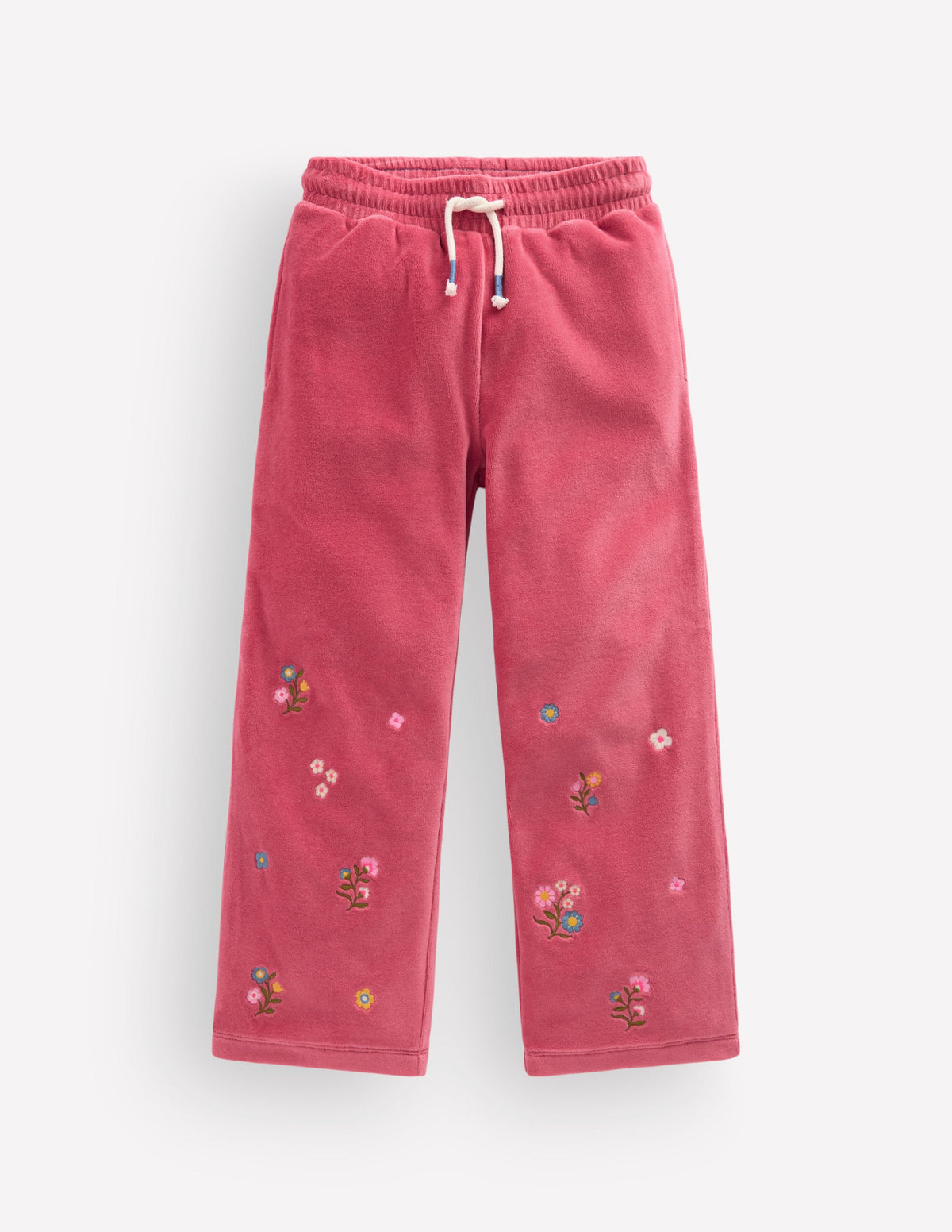 Velours-Jogginghose mit weitem Bein-Rosa, Stickerei - Image 1