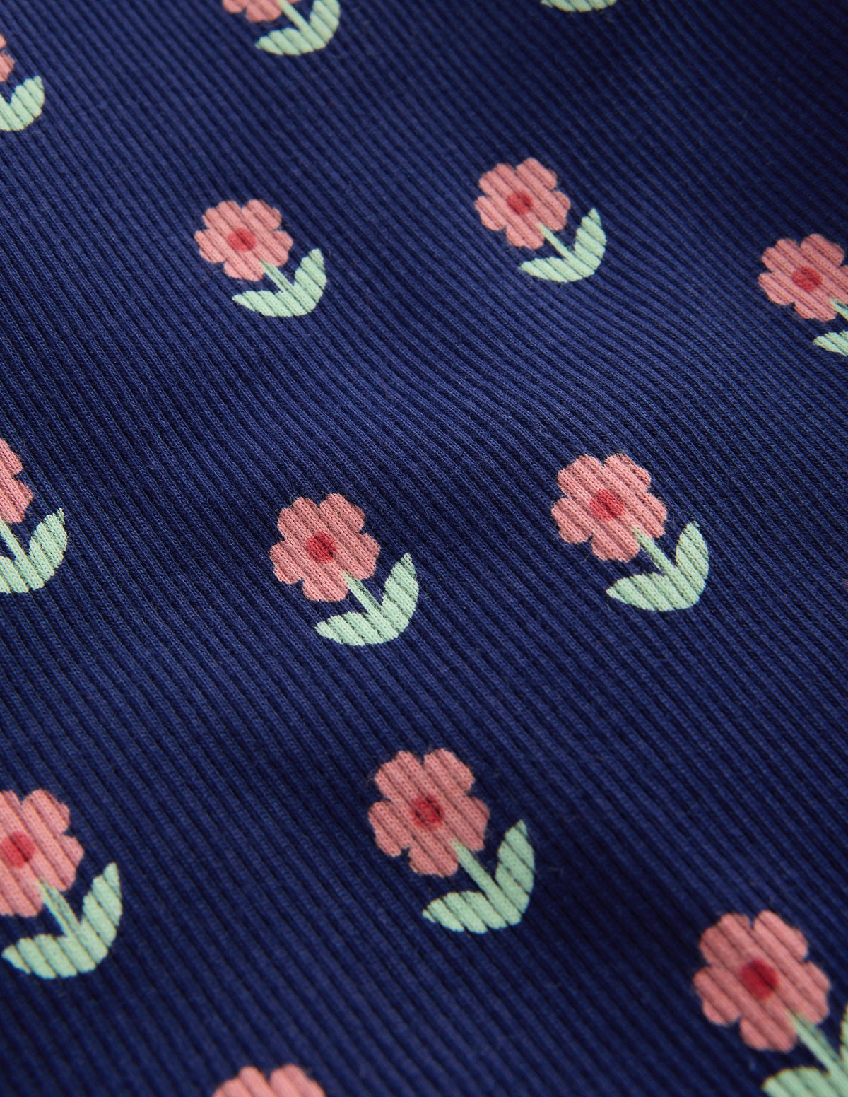 Oberteil mit Rollkragen und Spitzenbesatz-Marineblau Blumenstempel-2