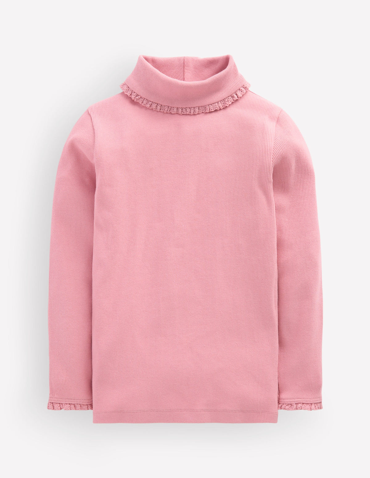 Oberteil mit Rollkragen und Spitzenbesatz-Vintage-Rosa-1