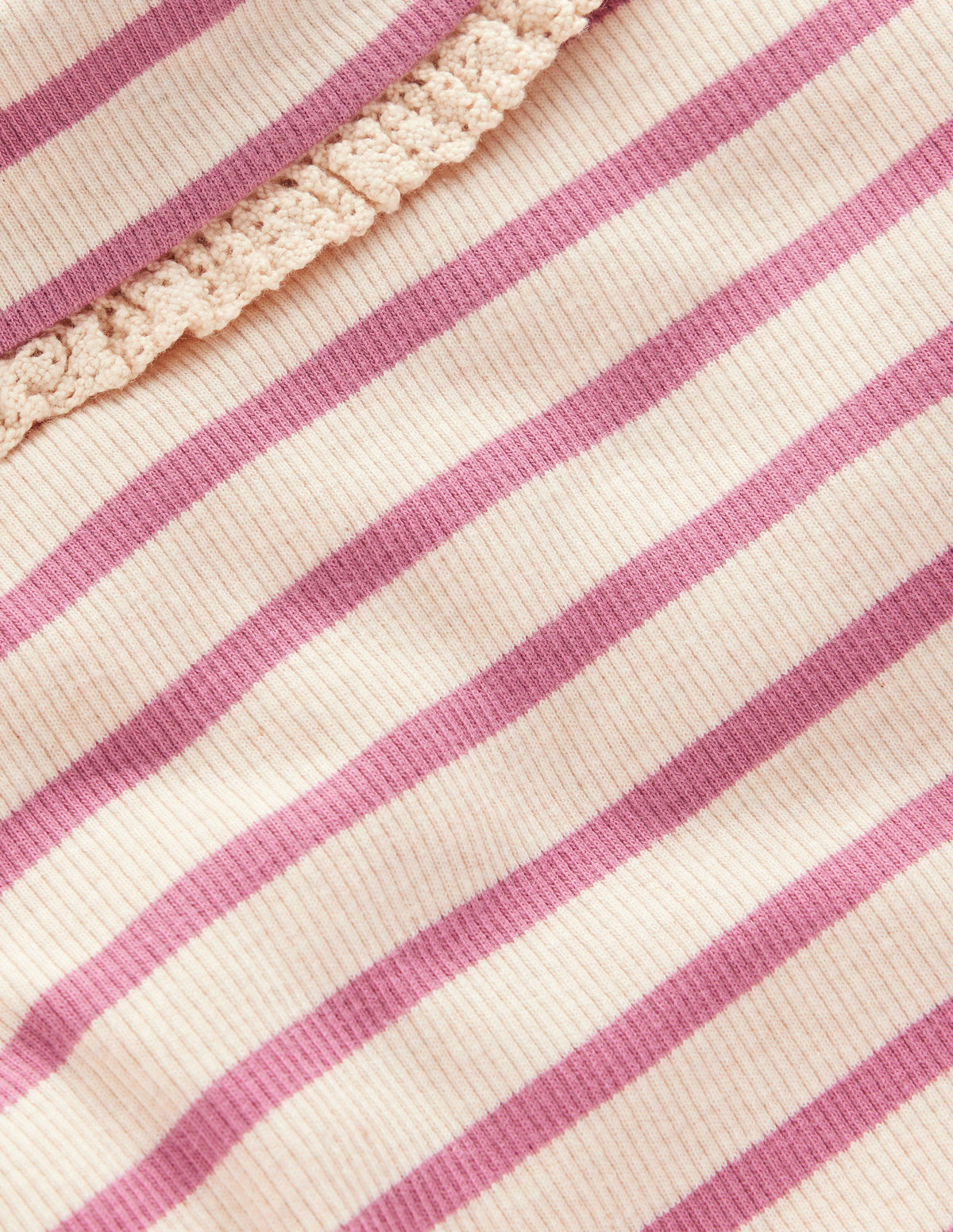 Oberteil mit Rollkragen und Spitzenbesatz-Naturweiß/Rosa Streifen - Image 2