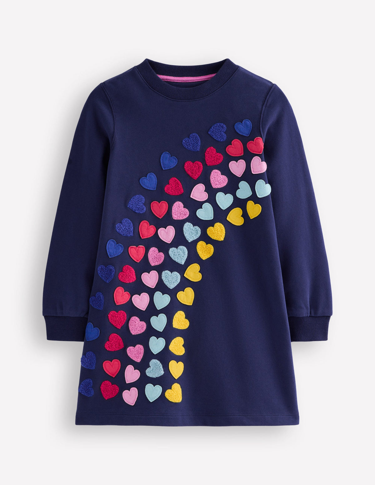 Robe-sweat Ida à appliqué-Cœurs arc-en-ciel bleu marine universitaire - Image 1