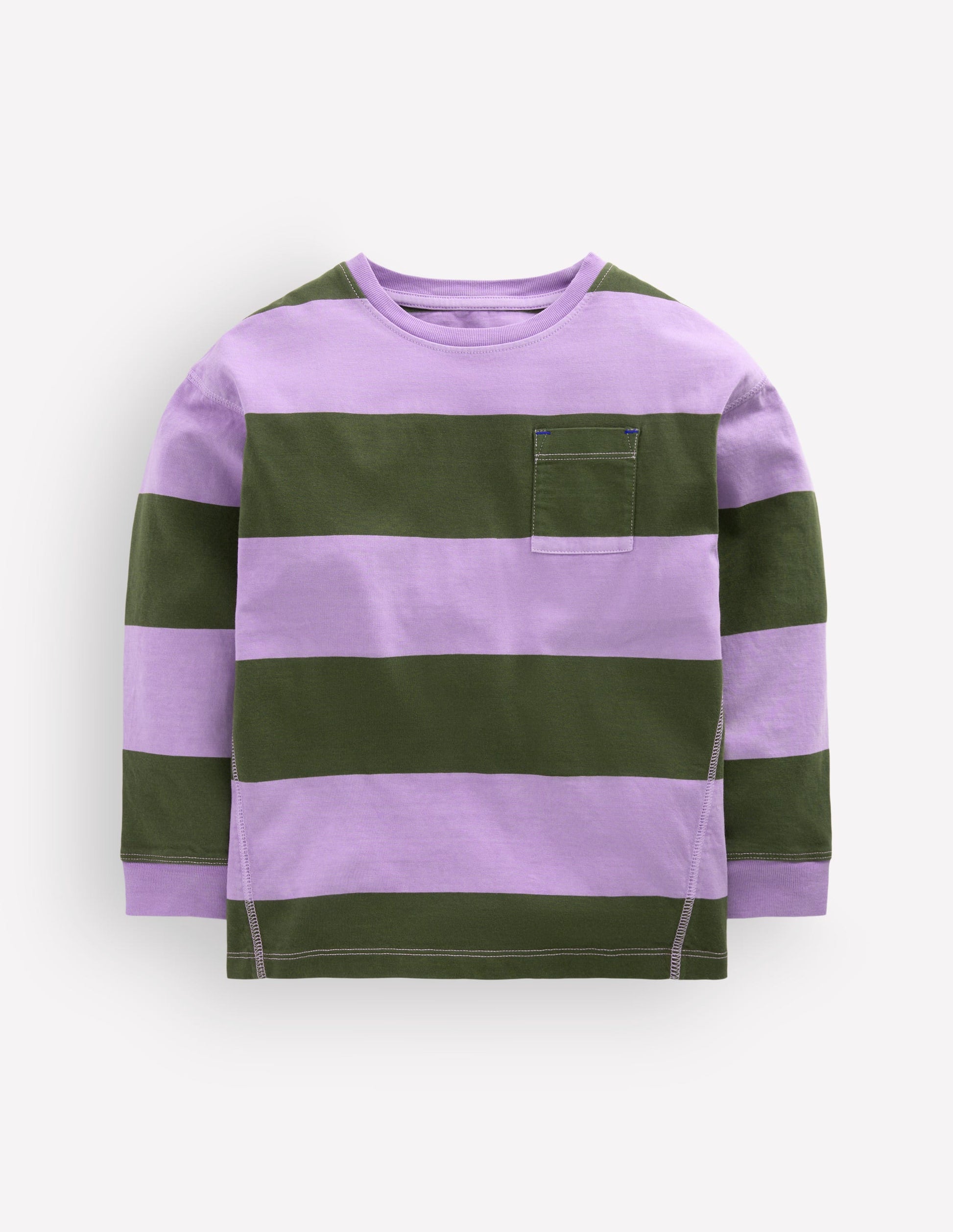 T-shirt teint en pièce à manches longues-Vert Brunswick/violet floral-2