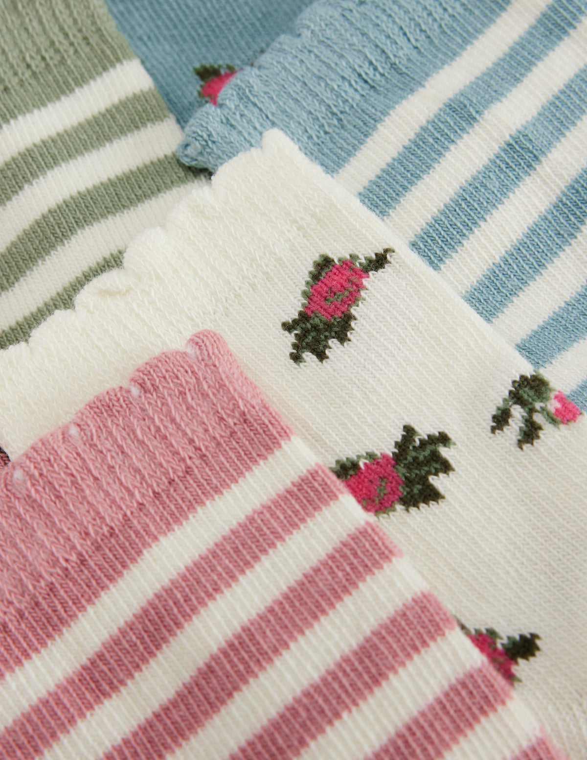7 paires de chaussettes bébé-Rayé à Fleurs-2