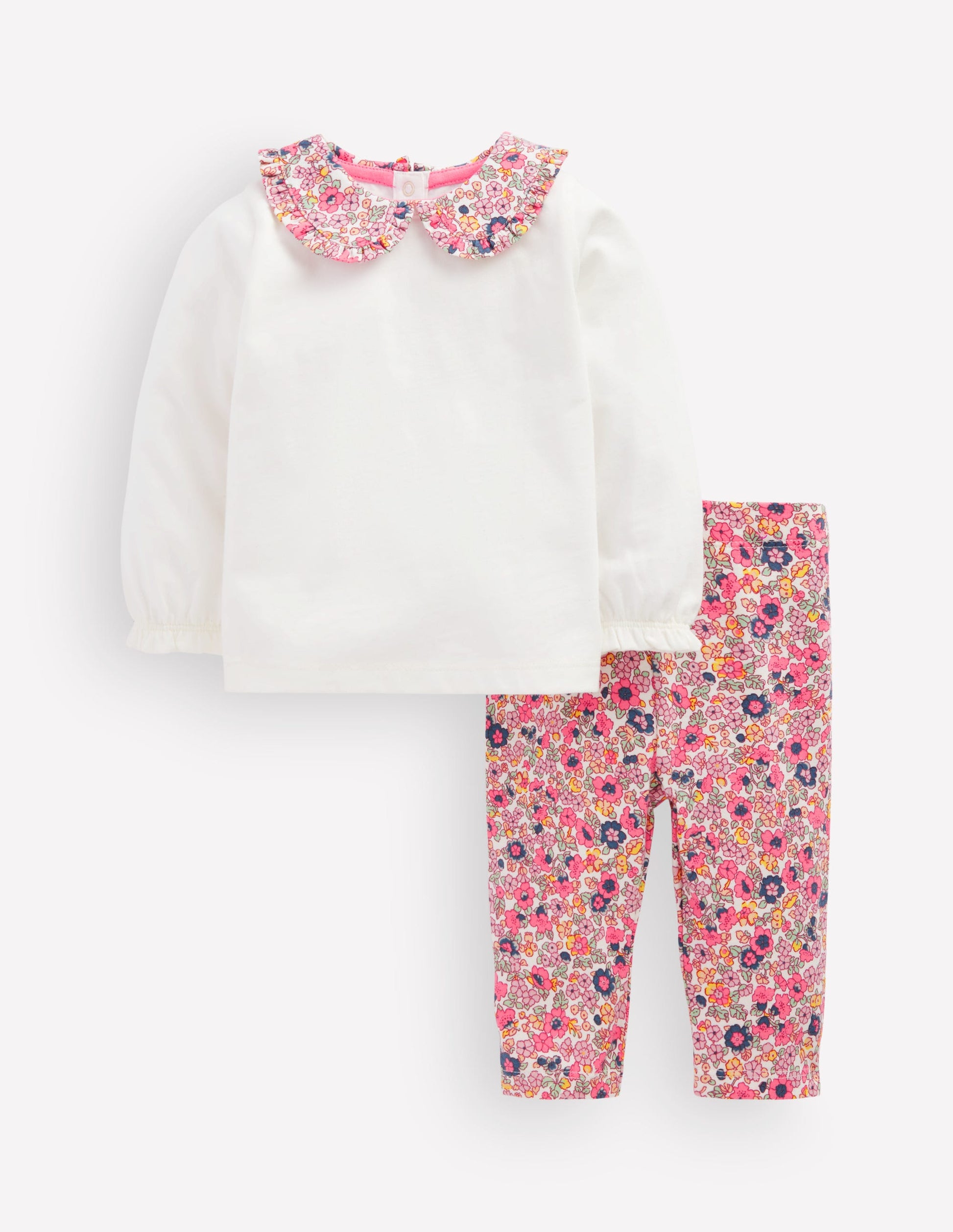 Jersey-Set mit Kragen-Bunt Kleines Blumenmuster-1