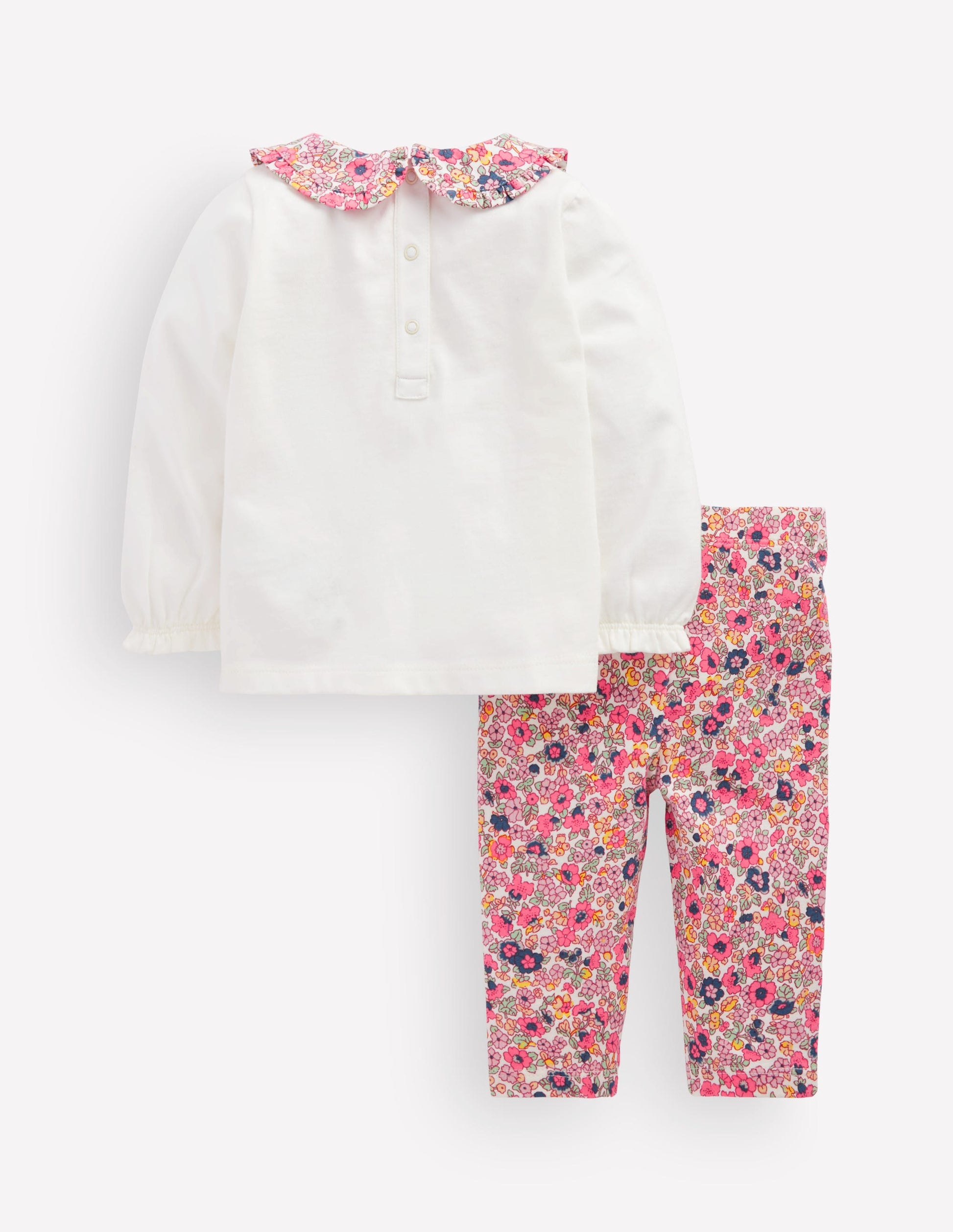Jersey-Set mit Kragen-Bunt Kleines Blumenmuster-2