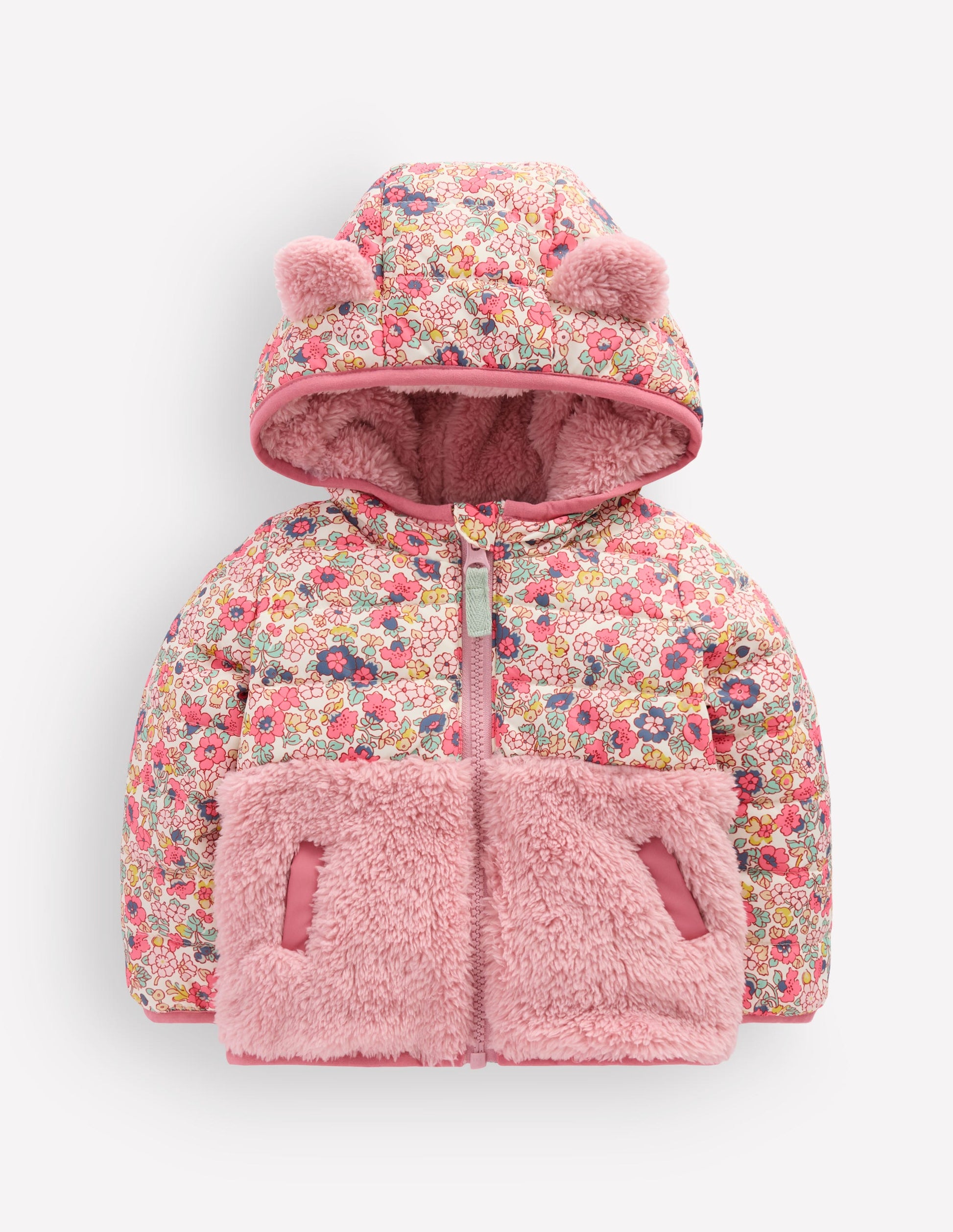 Borg-Jacke-Bunt Kleines Blumenmuster-1