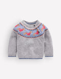 Fair-Isle-Pullover-Grau Meliert Welpe