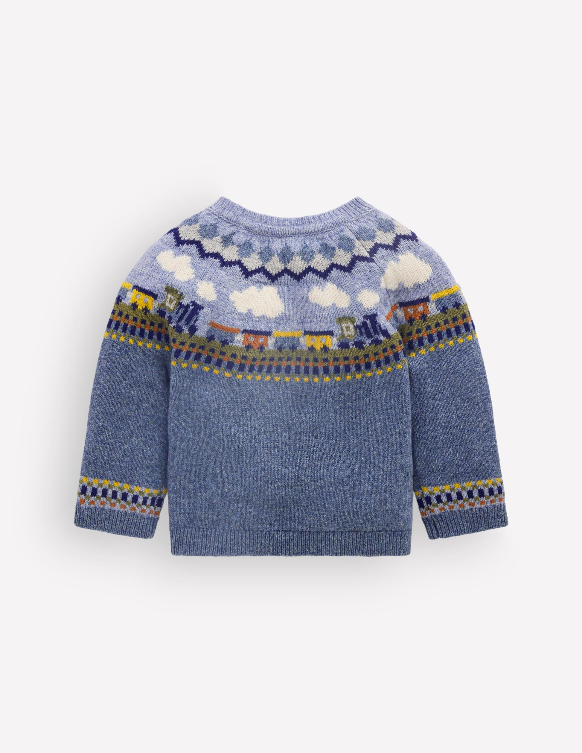 Pull motif jacquard-Train bleu glacier chiné-2
