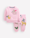 Sweatshirt-Set mit Applikation-Blassrosa Farm