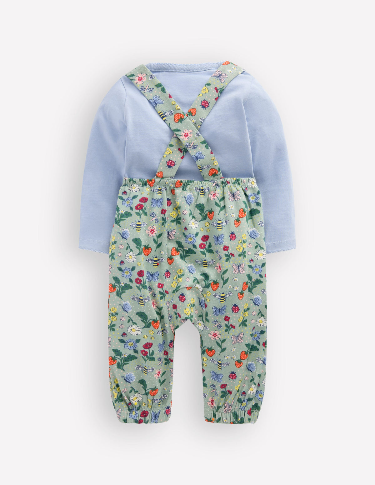Jersey Dungarees Set-Green Bee Garden - Image 2