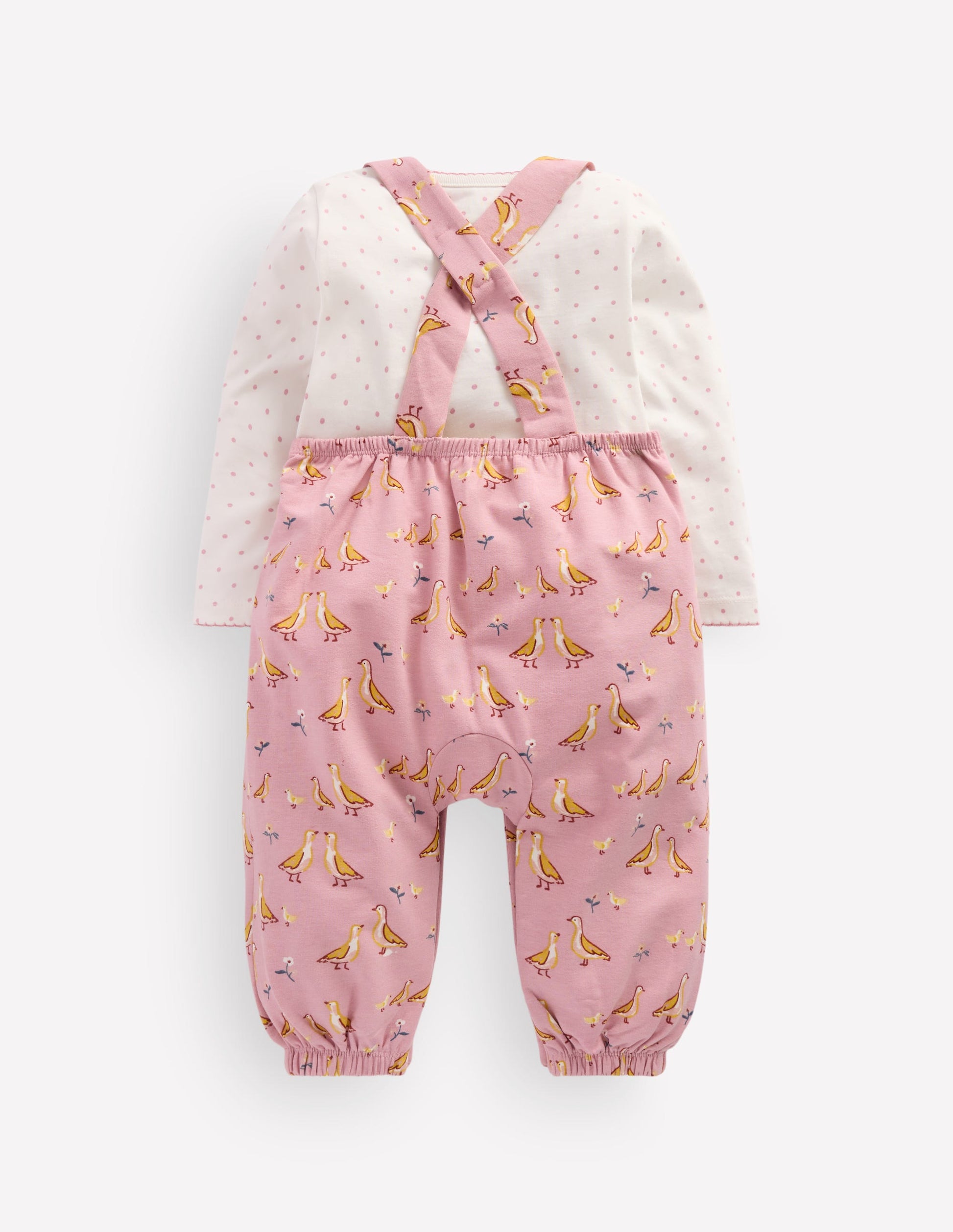 Ensemble avec salopette en jersey-Canards rose-2
