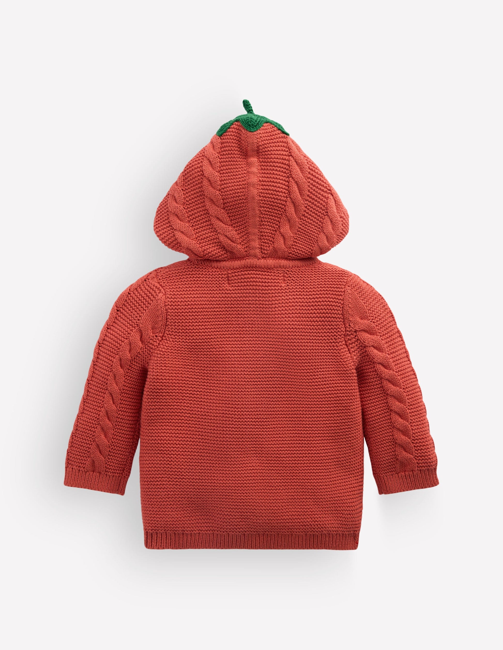 Originelle, gestrickte Baumwolljacke-Terrakotta-Ton Kürbis-7