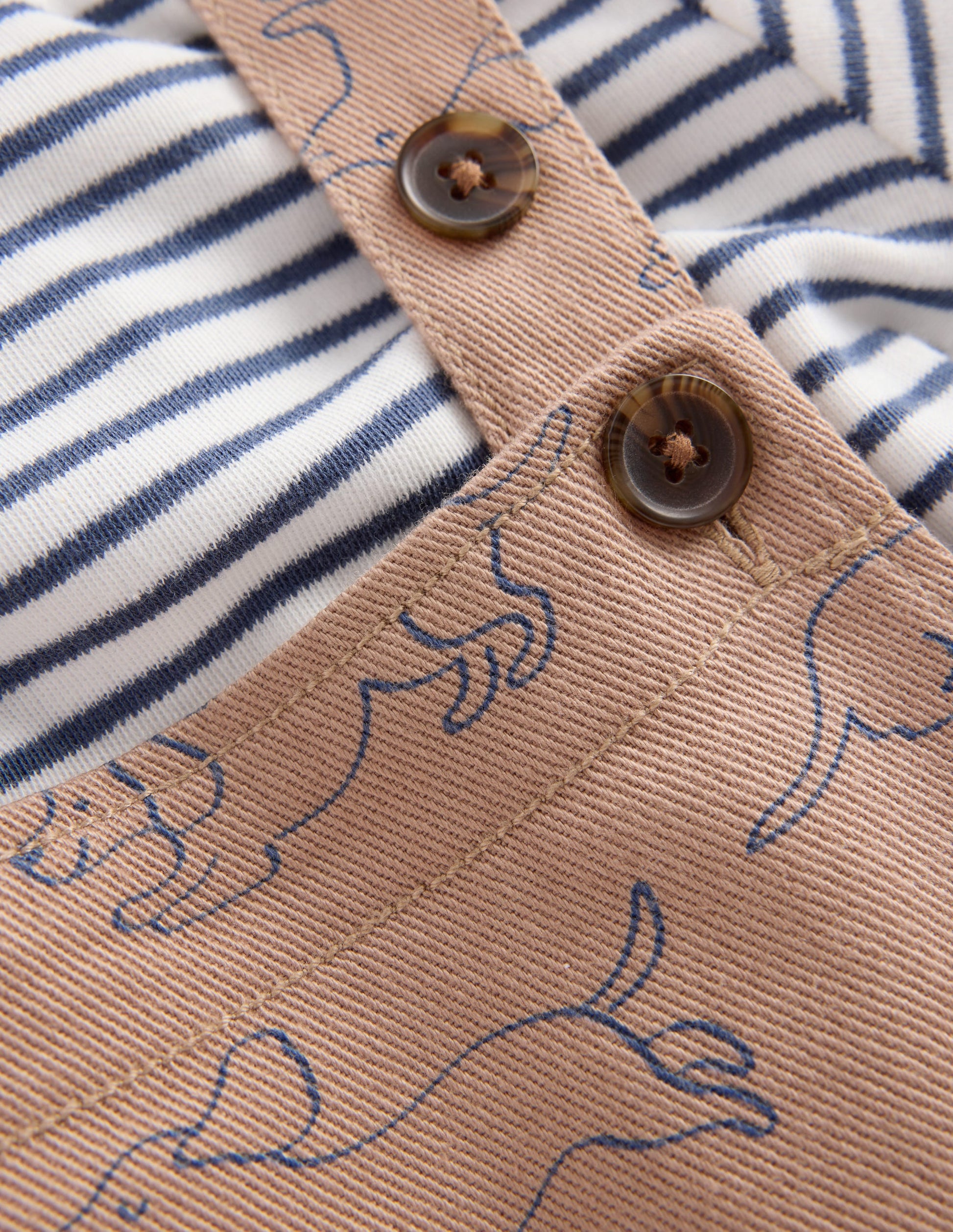 Long Sleeve Dungaree Set-Brown Puppy-3