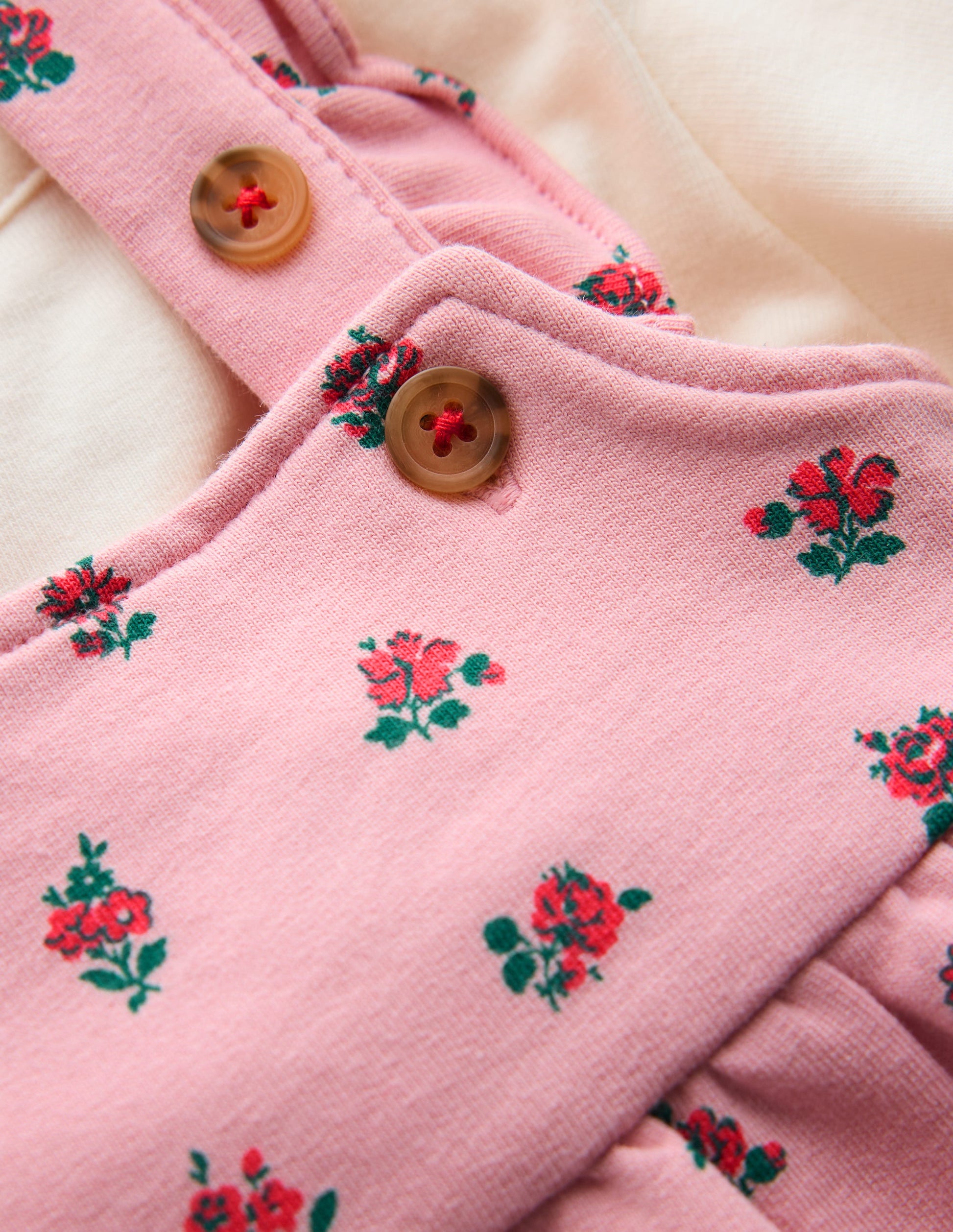 Ensemble robe chasuble en jersey-Petites roses vintage rose-3