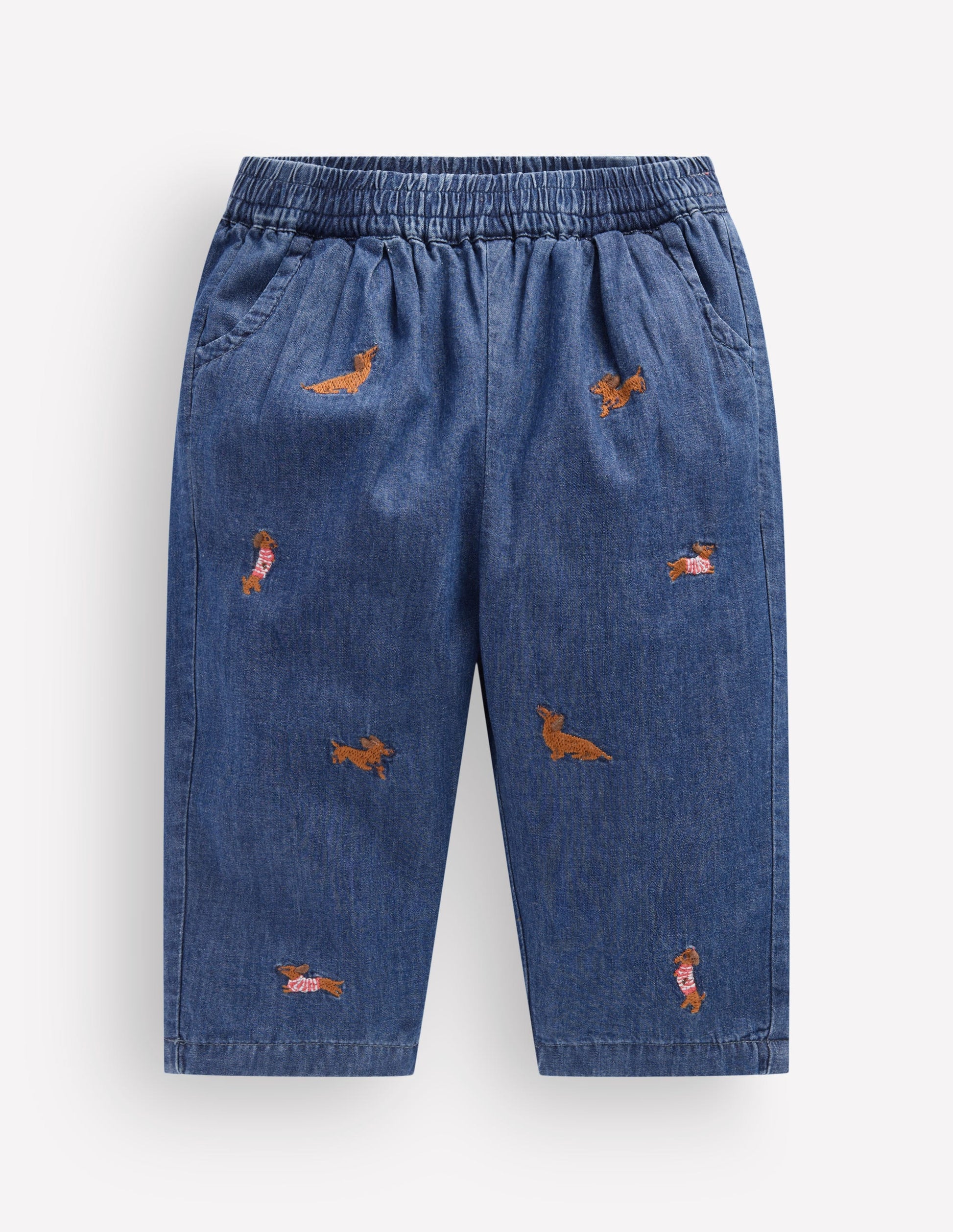 Bestickte Chambray-Hose-Chambray Hunde-1