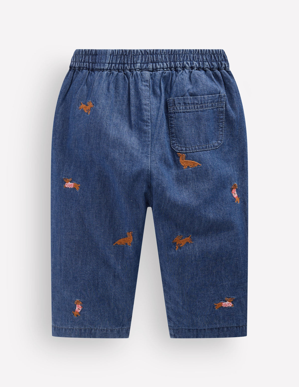 Bestickte Chambray-Hose-Chambray Hunde-2