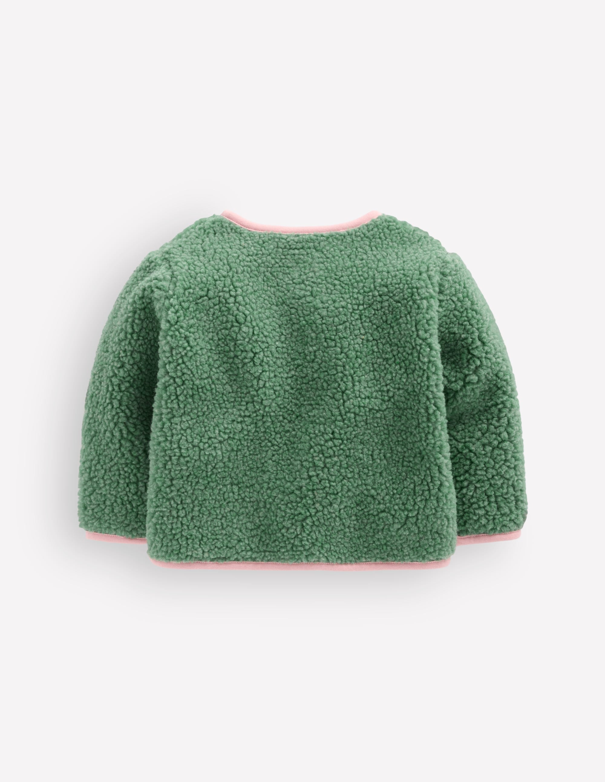 Veste cosy boutonnée en borg-Vert mélèze à fleurs - Image 2